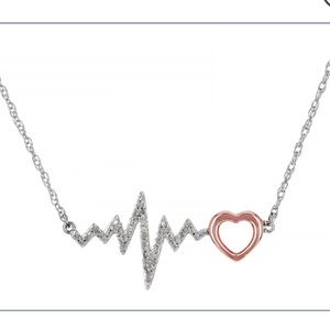 14k GOLD Over Sterling Silver Heartbeat Necklace!